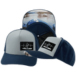 Paddle Board Hat Trucker Hat — Dark Blue / Gray Blue, Laser Mesh