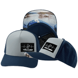 Paddle Board Hat Trucker Hat — Dark Blue / Gray Blue, Laser Mesh