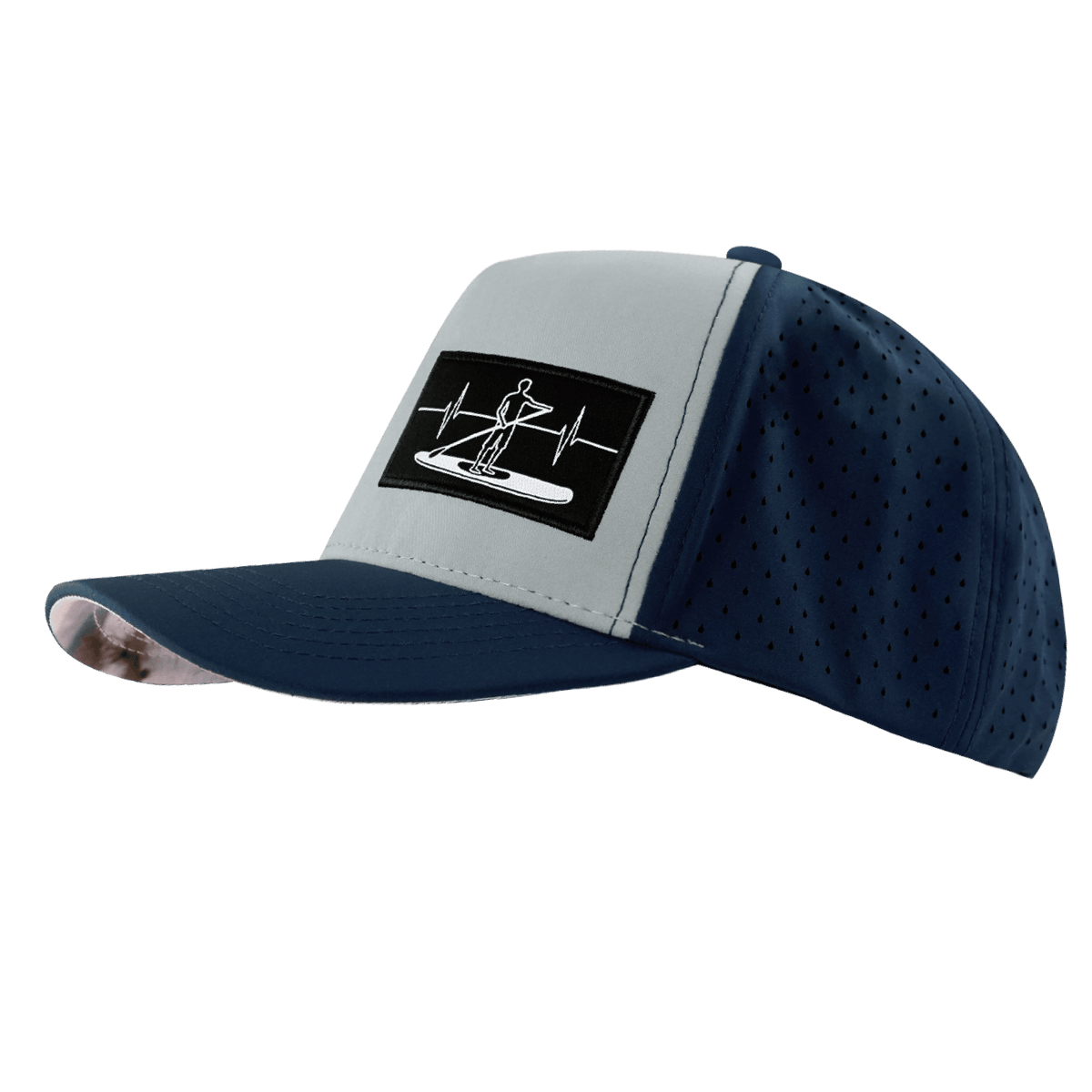 Paddle Board Hat, Trucker Hat, Snapback Hat, Dark Blue, Gray Blue, Mens Hat, Womens Hat, Side Picture