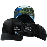 Paddle Board Hat Trucker Hat — Black Camo, Laser Mesh
