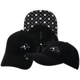 Pickleball Hat — Low Profile, Ponytail, Black, Laser Mesh