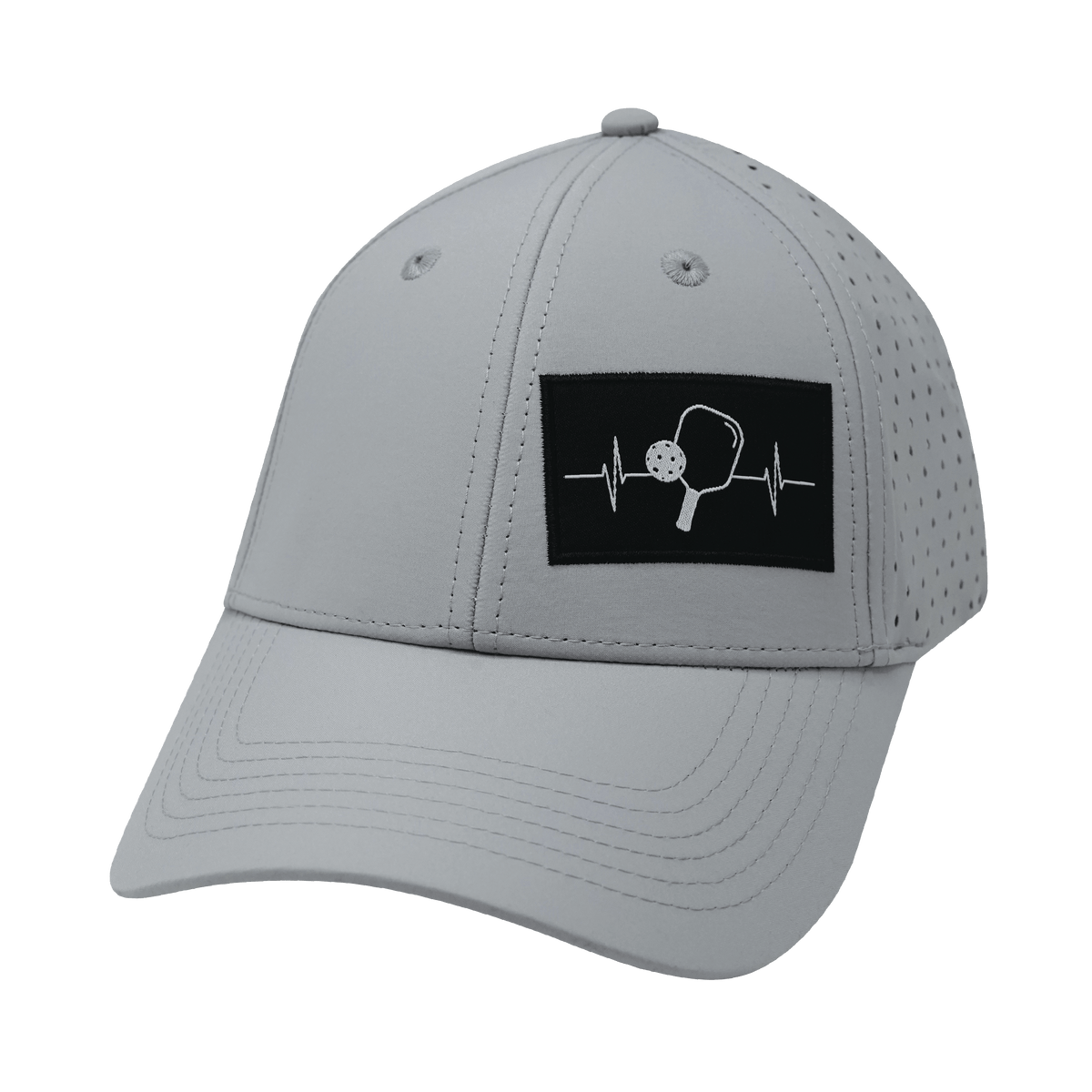 Pickleball Hat, Low Profile, Ponytail, Snapback Hat, Gray, Mens Hat, Womens Hat, Front Picture 