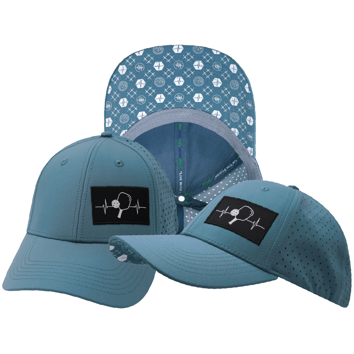 Pickleball Hat — Low Profile, Ponytail, Light Blue, Laser Mesh