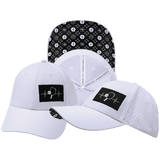 Pickleball Hat — Low Profile, Ponytail, White, Laser Mesh