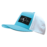 Pickleball Hat, Trucker Hat, Snapback Hat, Neon Blue Green, White, Mens Hat, Womens Hat, Side Picture