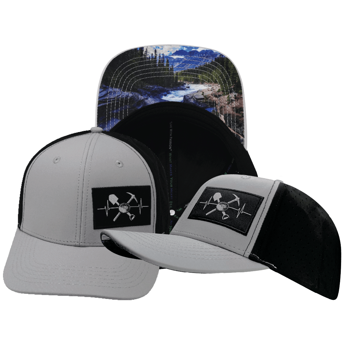 Prospecting Hat — Baseball Hat Fit, Gray /  Black, Laser Mesh