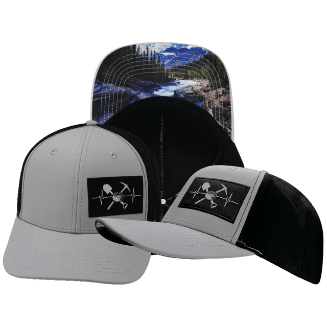 Prospecting Hat — Baseball Hat Fit, Gray /  Black, Laser Mesh