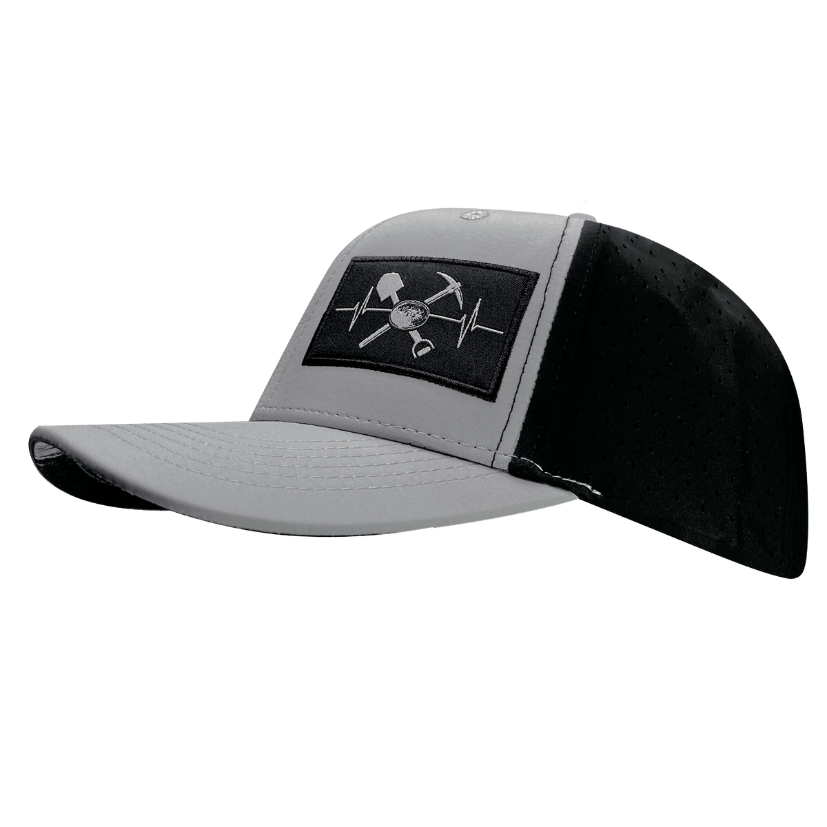 Prospecting Hat, Baseball Hat Fit, Snapback Hat, Gray, Black, Mens Hat, Womens Hat, Side Picture 