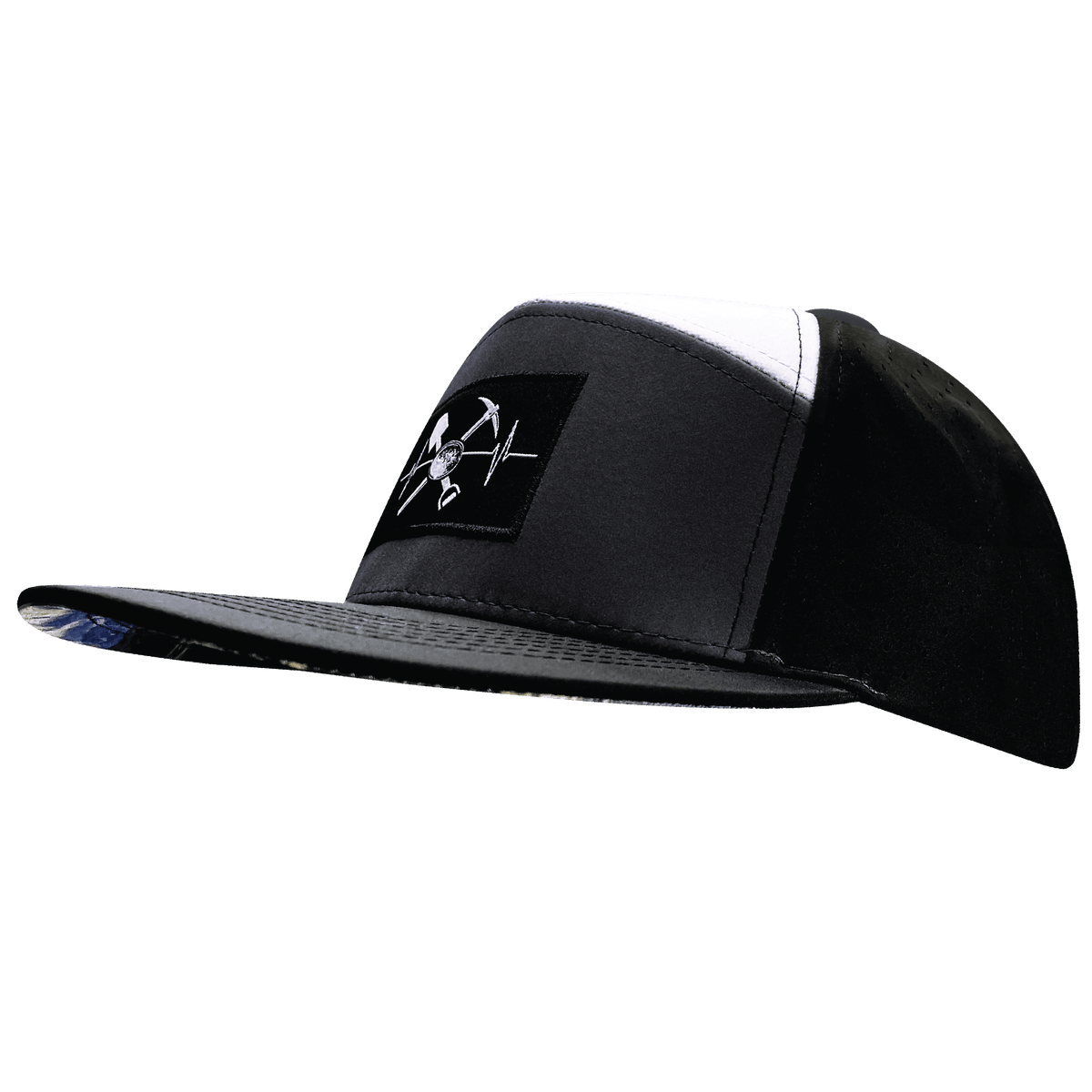 Prospecting Hat, Flat Bill, Snapback Hat, Black, Charcoal, White, Mens Hat, Womens Hat, Side Picture