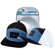 Surf Hat — Flat Bill, Corduroy, Charcoal Gray / Light Blue / White, Jersey Mesh
