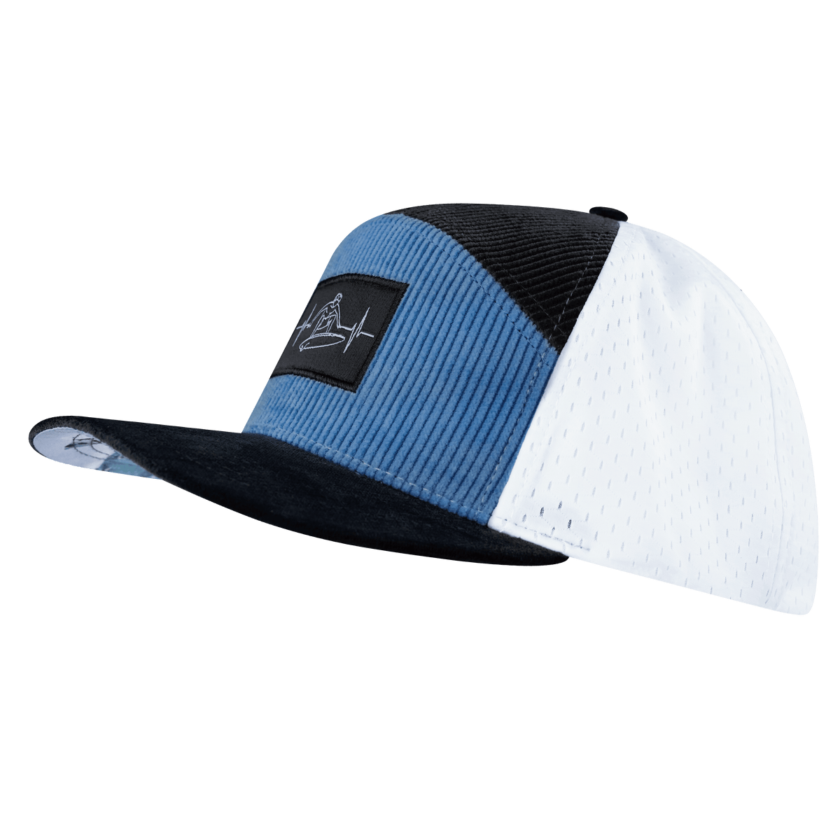 Surf Hat, Flat Bill, Snapback Hat, Corduroy, Charcoal, Light Blue, White, Mens Hat, Womens Hat, Side Picture 
