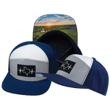 Texas Hat — Flat Bill, Navy / Gray / White, Laser Mesh