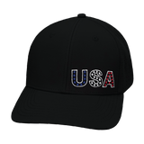 USA Hat, Baseball Hat Fit, Snapback Hat, Black, Mens Hat, Womens Hat, Front Picture