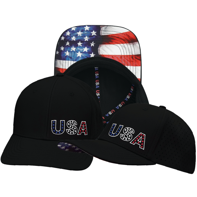 USA Hat, Baseball Hat Fit, Snapback Hat, Black, Mens Hat, Womens Hat, Main Picture