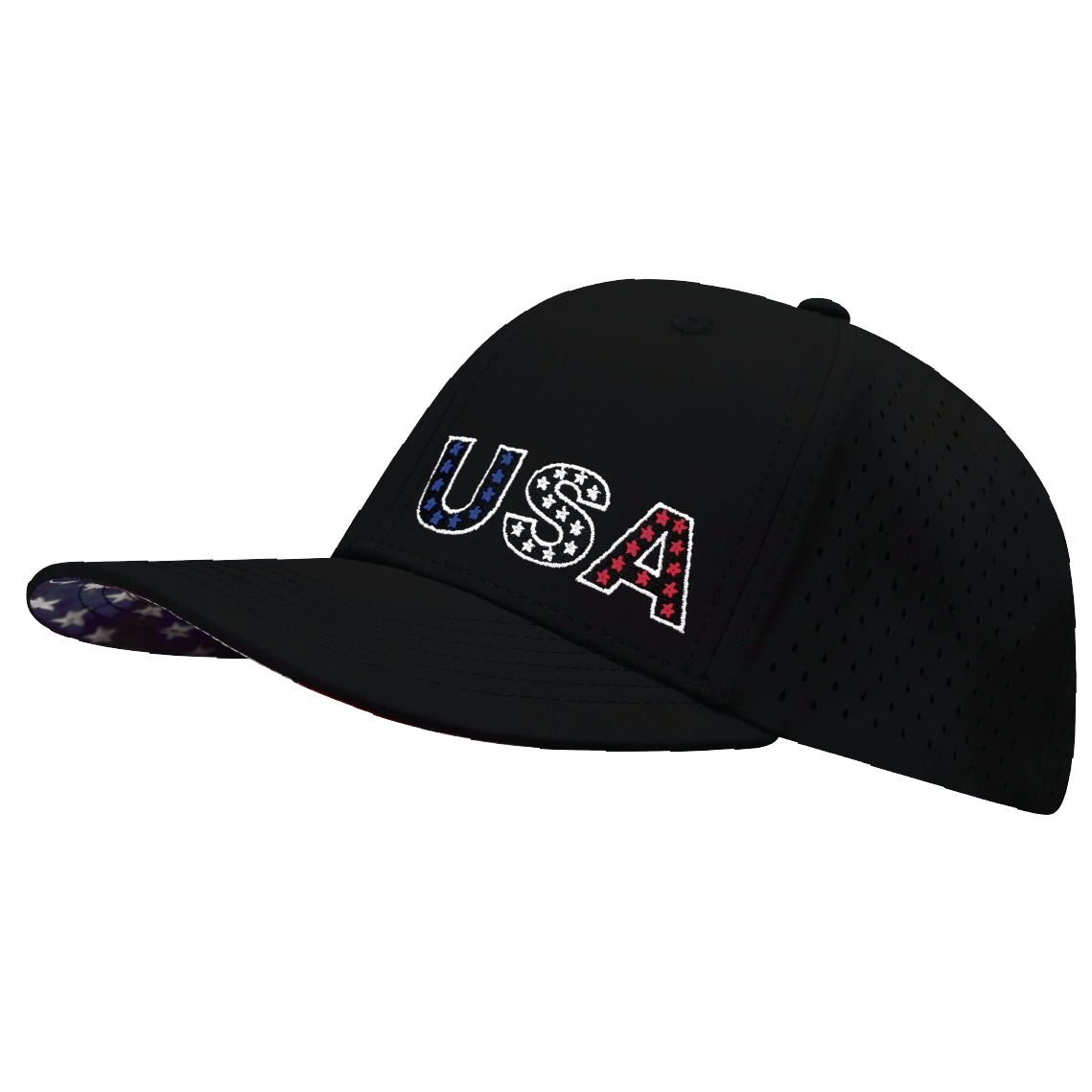 USA Hat, Baseball Hat Fit, Snapback Hat, Black, Mens Hat, Womens Hat, Side Picture