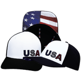 USA Hat, Baseball Hat Fit Snapback Hat, Black, White, Mens Hat, Womens Hat, Main Picture