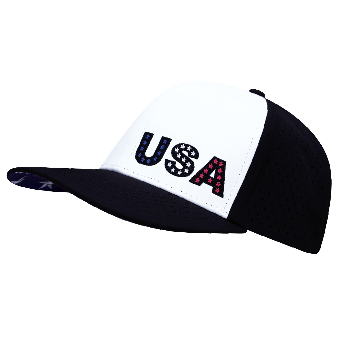 USA Hat, Baseball Hat Fit Snapback Hat, Black, White, Mens Hat, Womens Hat, Side Picture