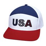 USA Hat, Flat Bill, Snapback Hat, Dark Red, White, Navy, Mens Hat, Womens Hat, Front Picture