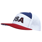 USA Hat, Flat Bill, Snapback Hat, Dark Red, White, Navy, Mens Hat, Womens Hat, Side Picture