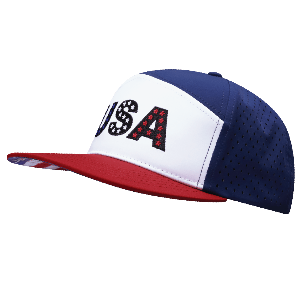 USA Hat, Flat Bill, Snapback Hat, Dark Red, White, Navy, Mens Hat, Womens Hat, Side Picture