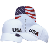 USA Hat, Low Profile, Ponytail Snapback Hat, White, Mens Hat, Womens Hat, Main Picture