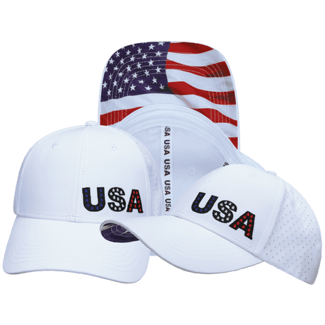 USA Hat, Low Profile, Ponytail Snapback Hat, White, Mens Hat, Womens Hat, Main Picture