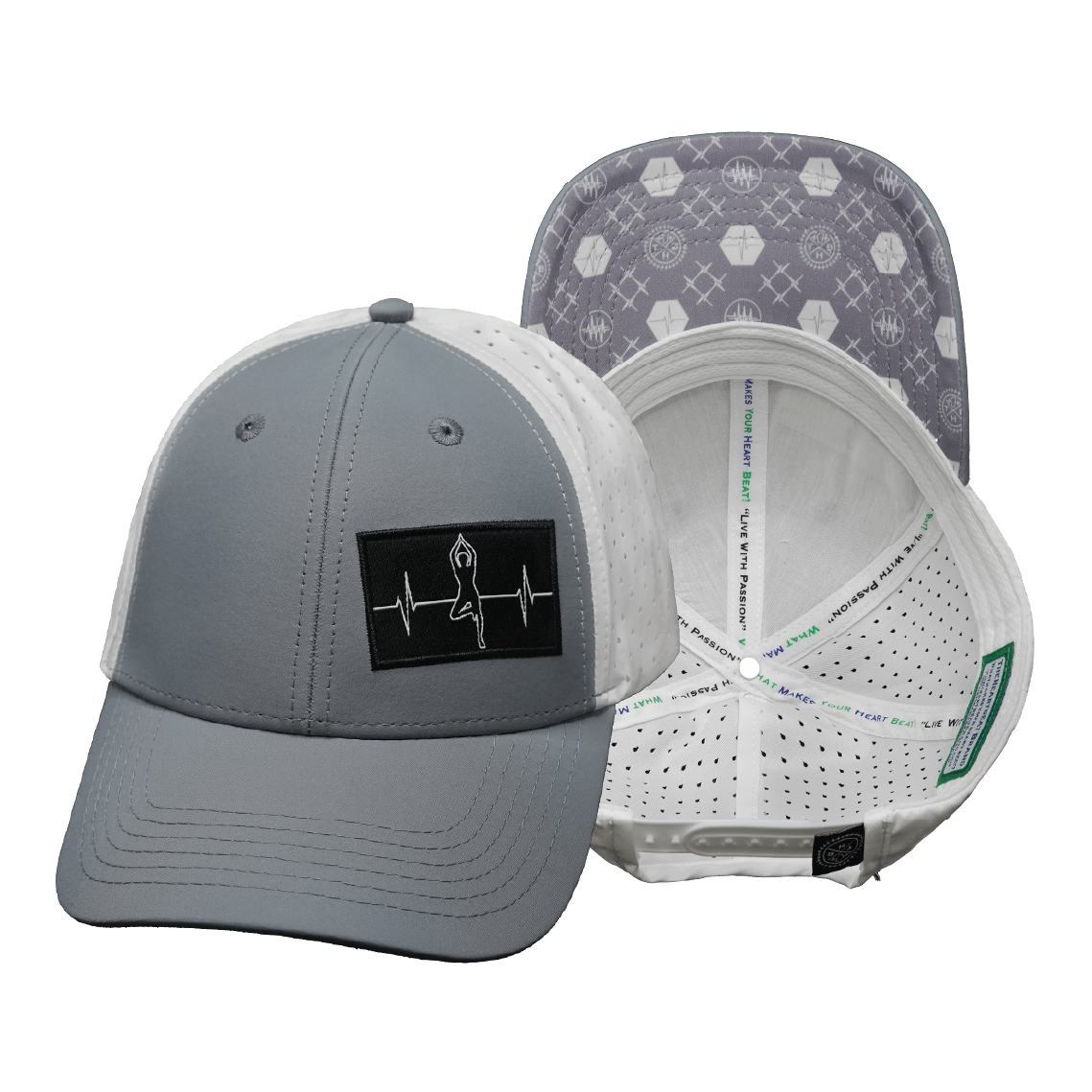 Yoga - 6 Panel - Shallow Fit - Pony Tail - Gray / White (Unisex)