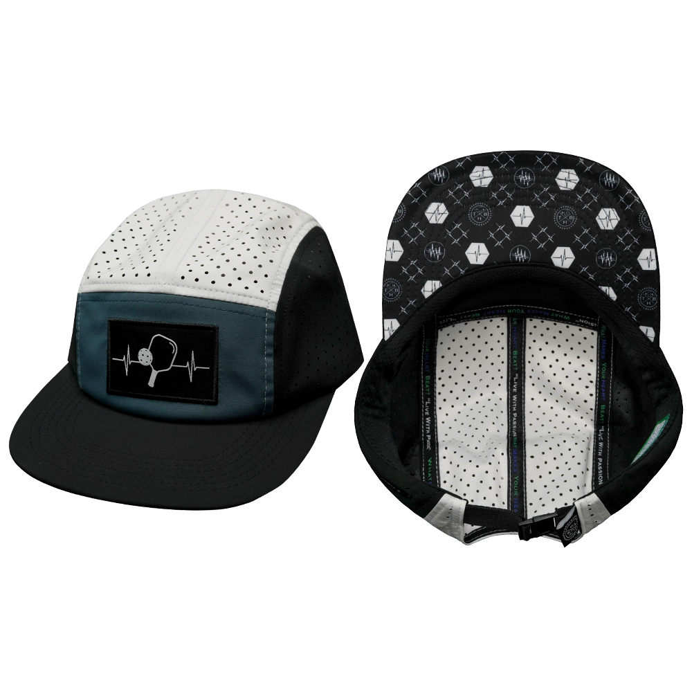 Pickleball - 5 Panel - Sporty - Unstructured - Black / Slate Green / White (Unisex)