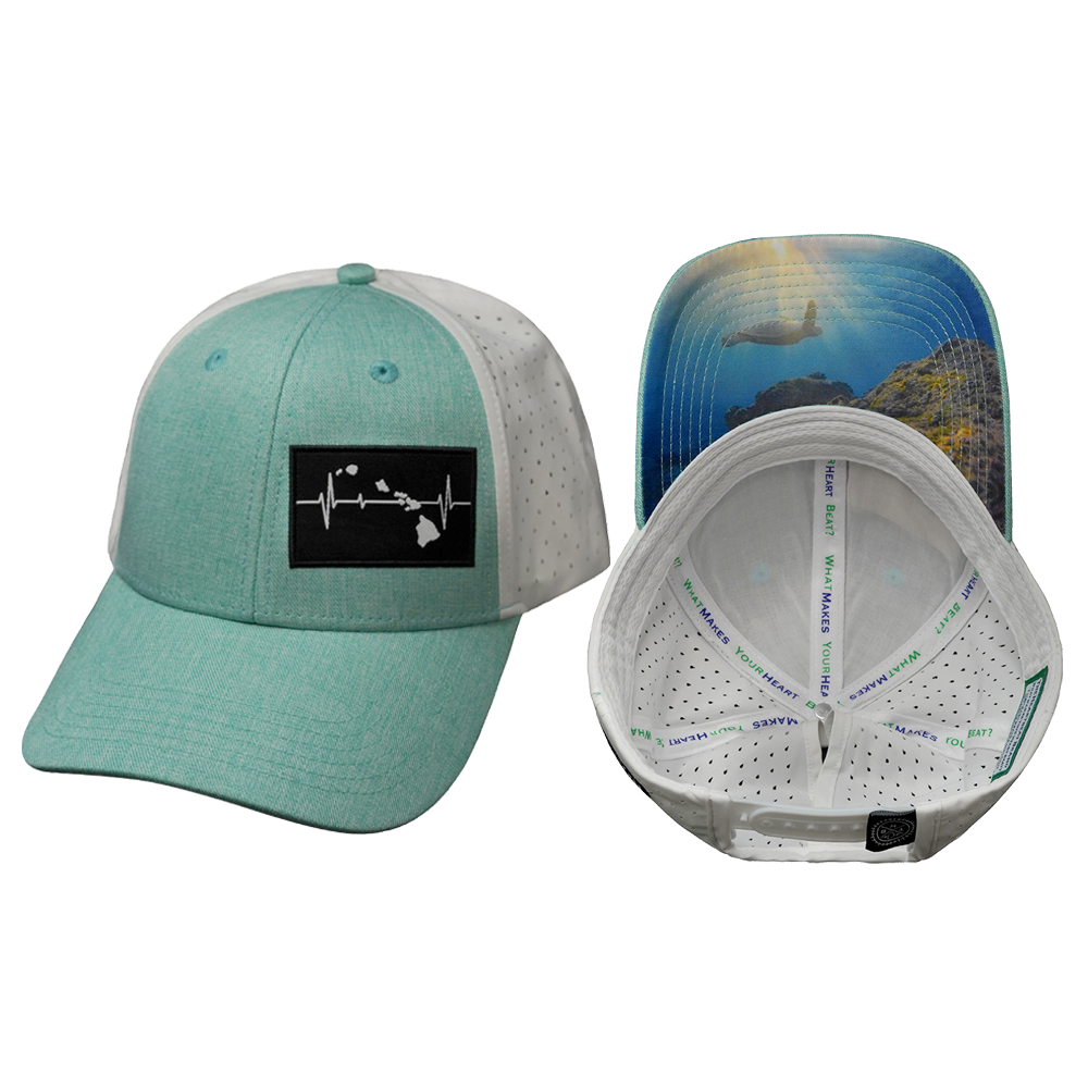 Hawaii - 6 Panel - Shallow Fit - Pony Tail - Teal / White (Unisex)