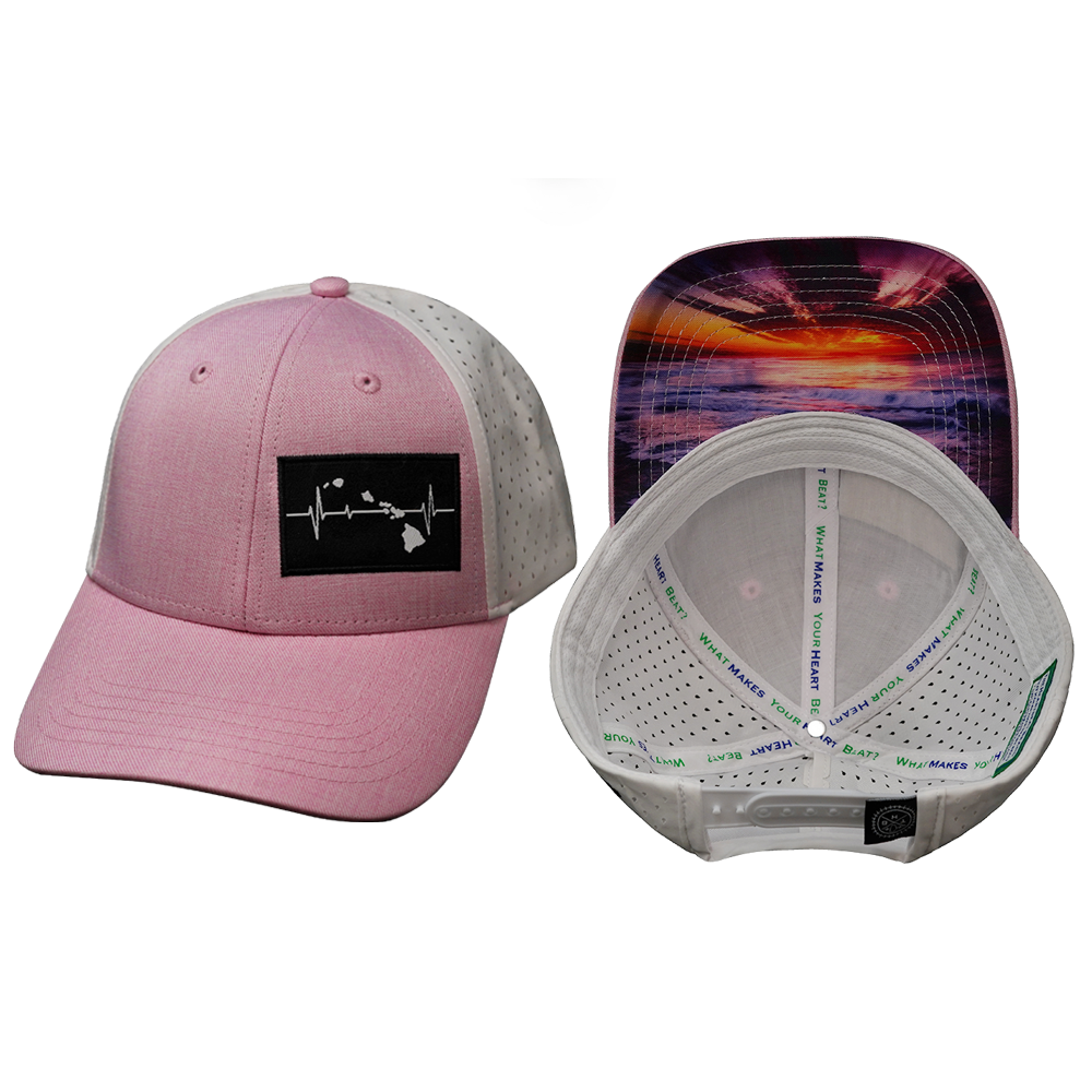 Hawaii - 6 Panel - Shallow Fit - Pony Tail - Pink / White (Unisex)