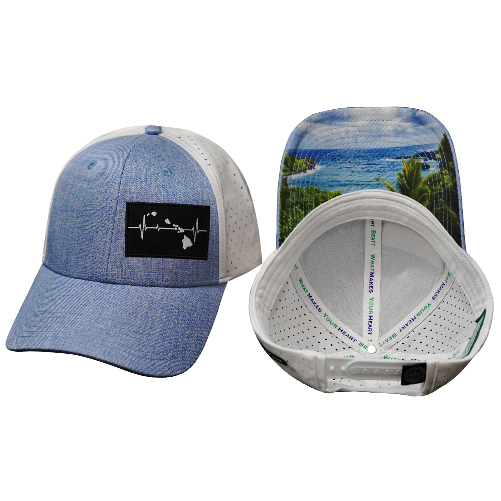 Hawaii - 6 Panel - Shallow Fit - Pony Tail - Light Blue / White (Unisex)