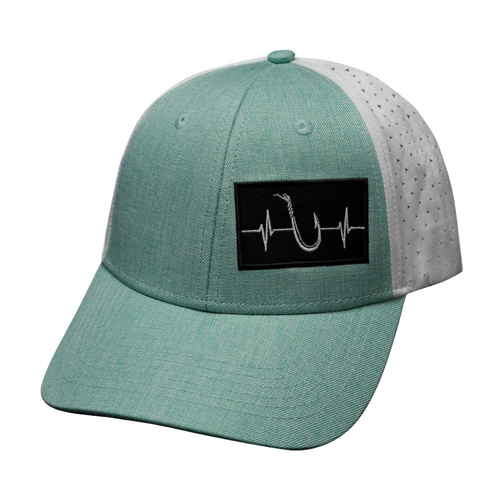 Fishing - 6 Panel - Shallow Fit - Pony Tail - Teal / White (Unisex)