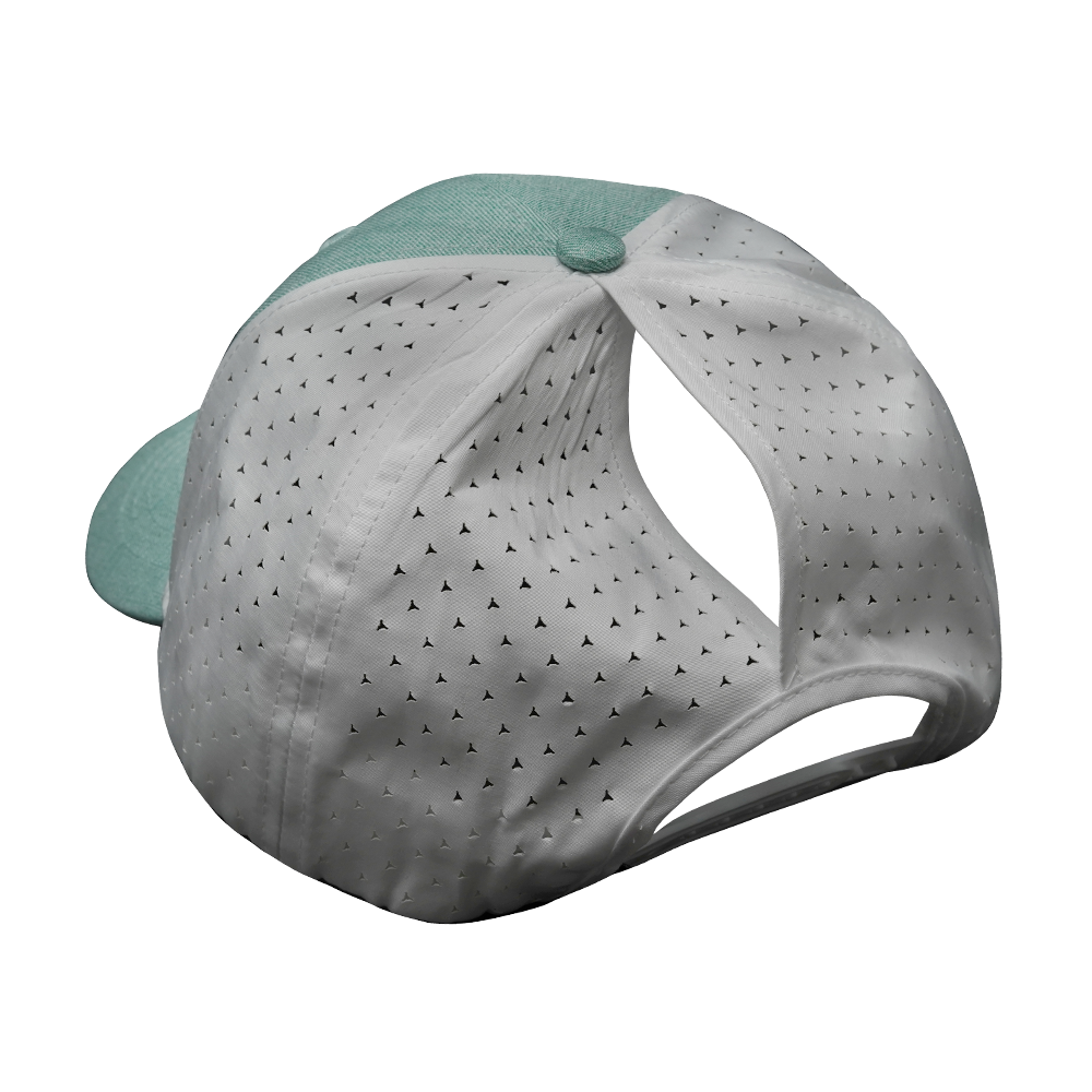 Fishing - 6 Panel - Shallow Fit - Pony Tail - Teal / White (Unisex)