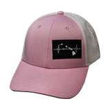 Hawaii - 6 Panel - Shallow Fit - Pony Tail - Pink / White (Unisex)