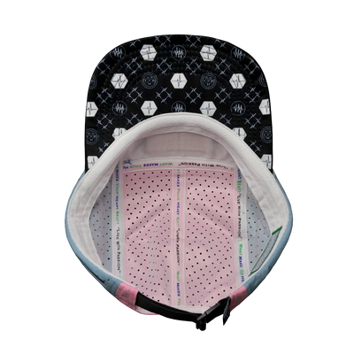 Pickleball - 5 Panel - Sporty - Unstructured - Black / White / Light Blue / Pink - Laser Mesh (Unisex)