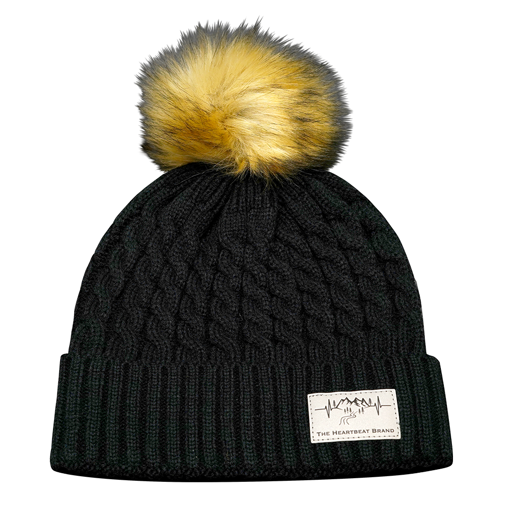 Mountains - Beanie - Pom - Black (Unisex)