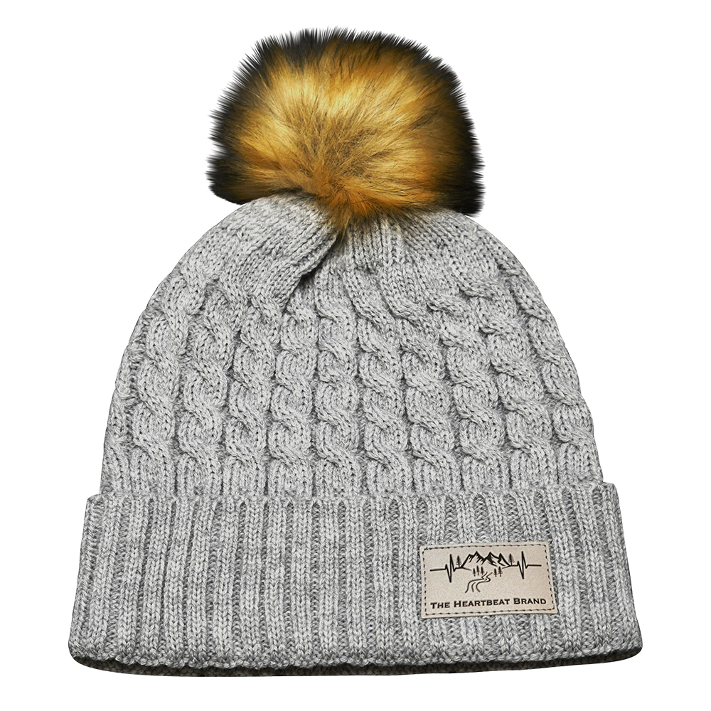 Mountains - Beanie - Pom - Gray (Unisex)