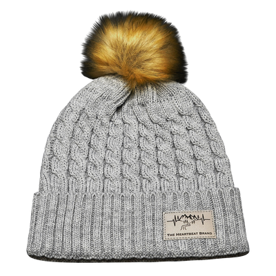 Mountains - Beanie - Pom - Gray (Unisex)