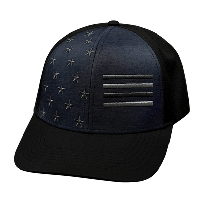 Flag - 6 Panel - Black / Ocean Blue - Laser Mesh (Unisex)