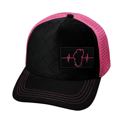 Tahoe - 5 Panel - Quilted Velvet - Black / Pink - Trucker Mesh (Unisex)