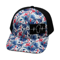Tahoe - 6 Panel - White Floral / Black - Trucker Mesh (Unisex)