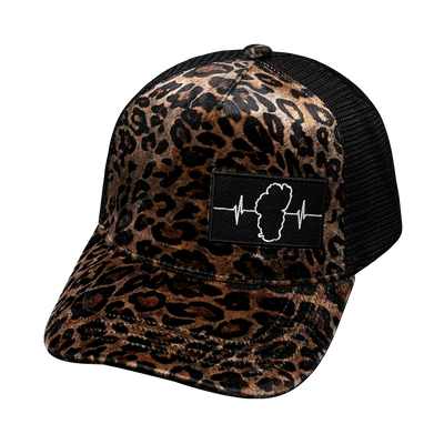 Tahoe - 5 Panel - Velvet - Gold Leopard Print - Trucker Mesh (Unisex)